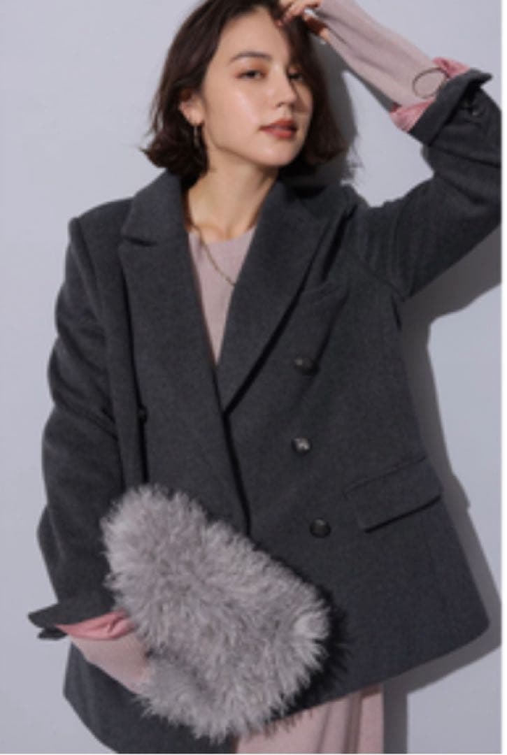 【新品未使用タグ付】Arpege story Wジャケットコート　濃灰