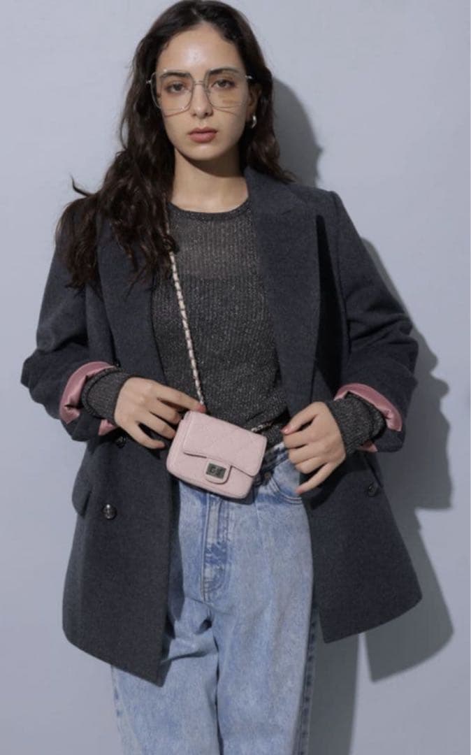 【新品未使用タグ付】Arpege story Wジャケットコート　濃灰