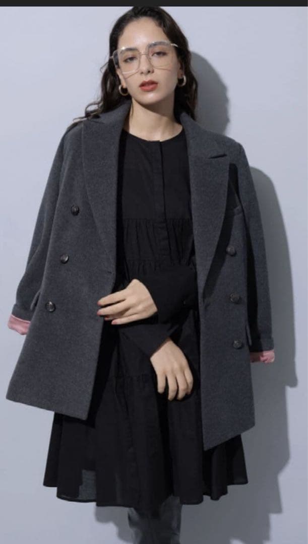 【新品未使用タグ付】Arpege story Wジャケットコート　濃灰