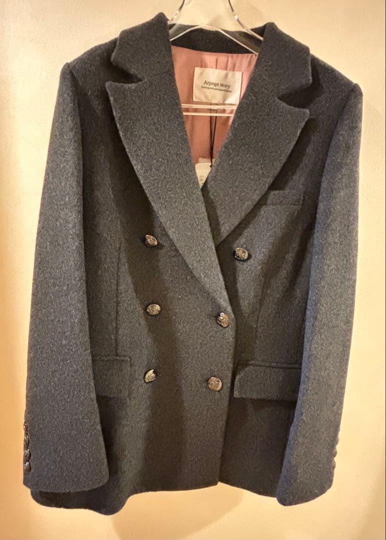 【新品未使用タグ付】Arpege story Wジャケットコート　濃灰