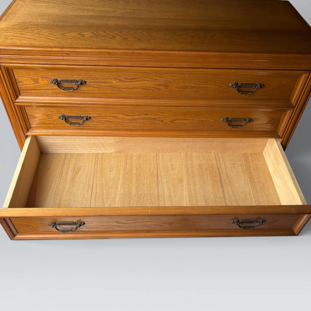 【送料込】英国アンティーク調 ローチェスト 3段 テレビ台 オーク 収納 家具