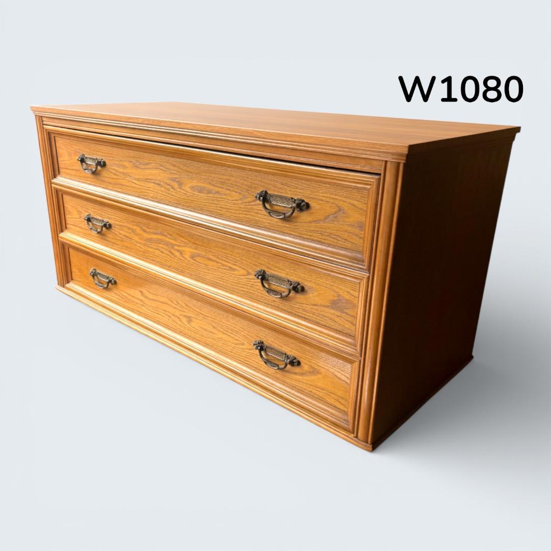 【送料込】英国アンティーク調 ローチェスト 3段 テレビ台 オーク 収納 家具