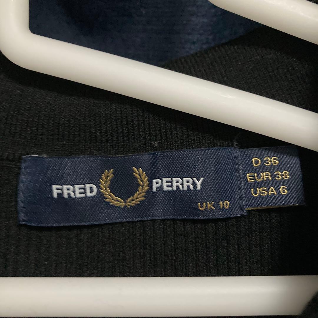 FRED PERRY 別注 ワンポイントロゴ刺繍 リブニットポロシャツ黒