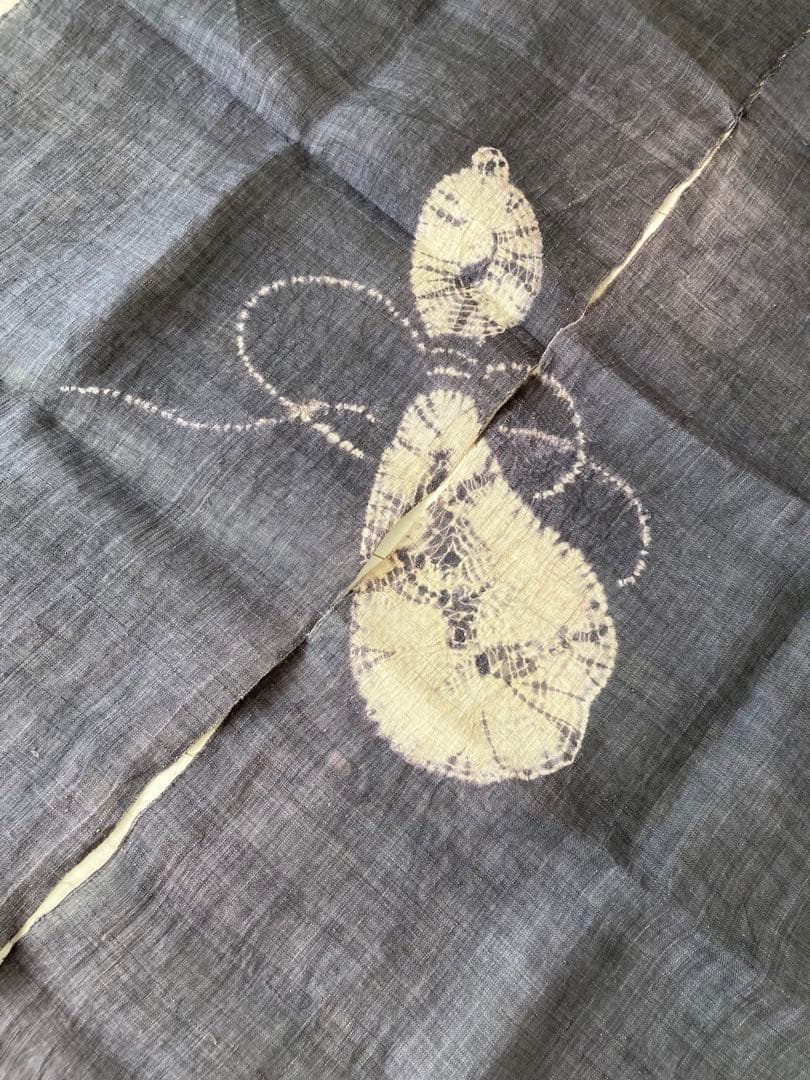 【希少】　麻暖簾　手染め　アンティーク　瓢箪　日本製　間仕切り　麻100％　工芸