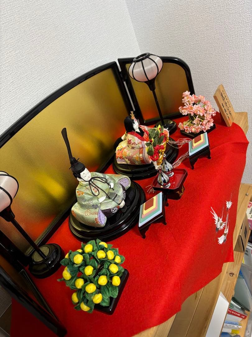 ひな祭り 雛人形セット 赤金装飾