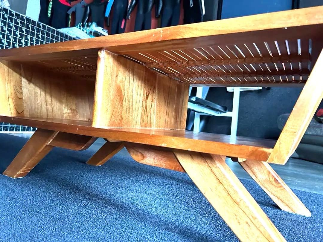 週末セール木製スラットトップセンターテーブルレトロ、モダン、