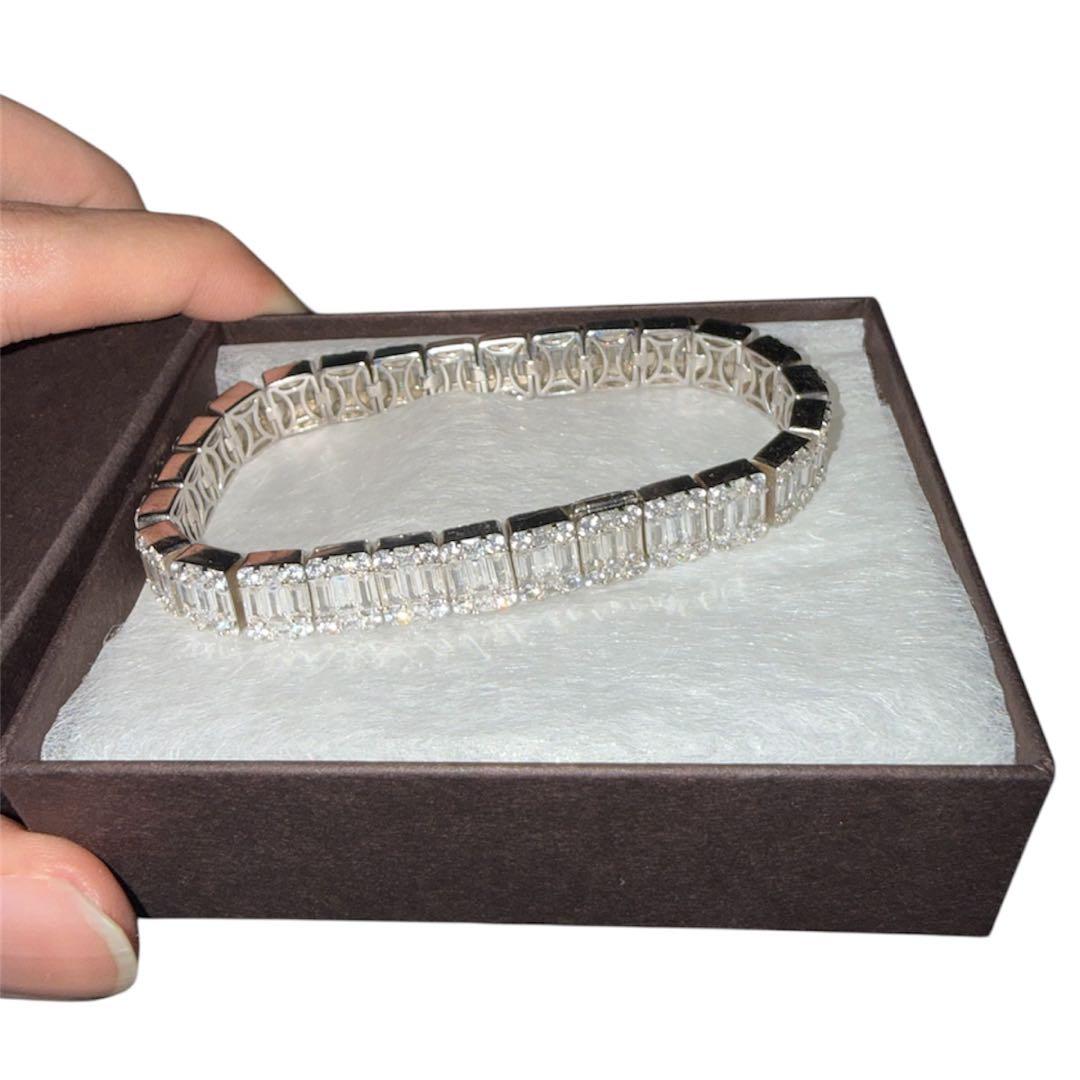 AVALANCHE シルバー　バゲットカット　テニスブレスレット　18cm