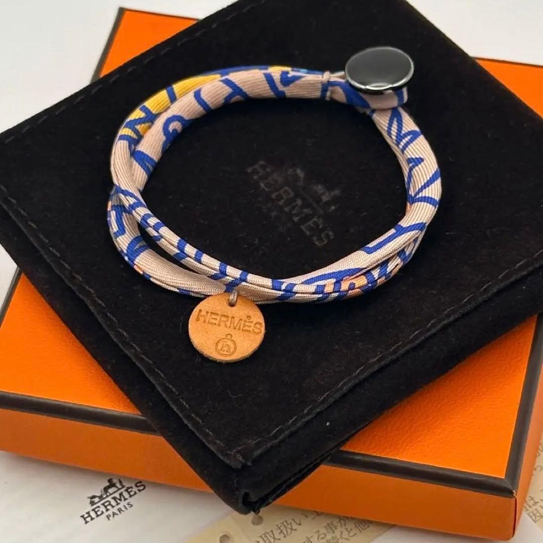 美品✨HERMES エルメス プティアッシュ シルクブレスレット ピンク