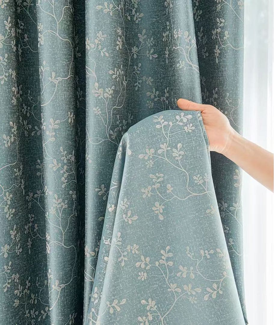 【99％遮光】藤蔓刺繍 ナノ完全遮光カーテン 2枚／100cm×178cm洗濯可