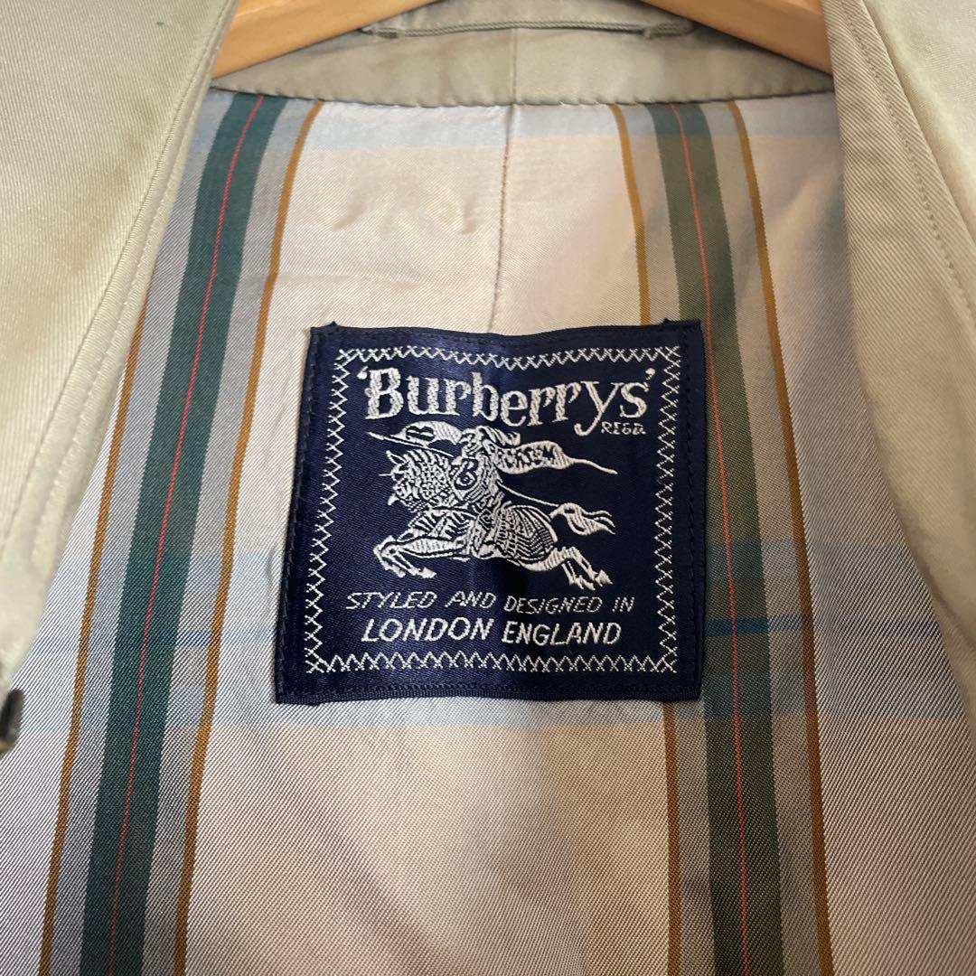 80's90's【バーバリー】ダブルトレンチコート 玉虫色オリーブ ビジネスL