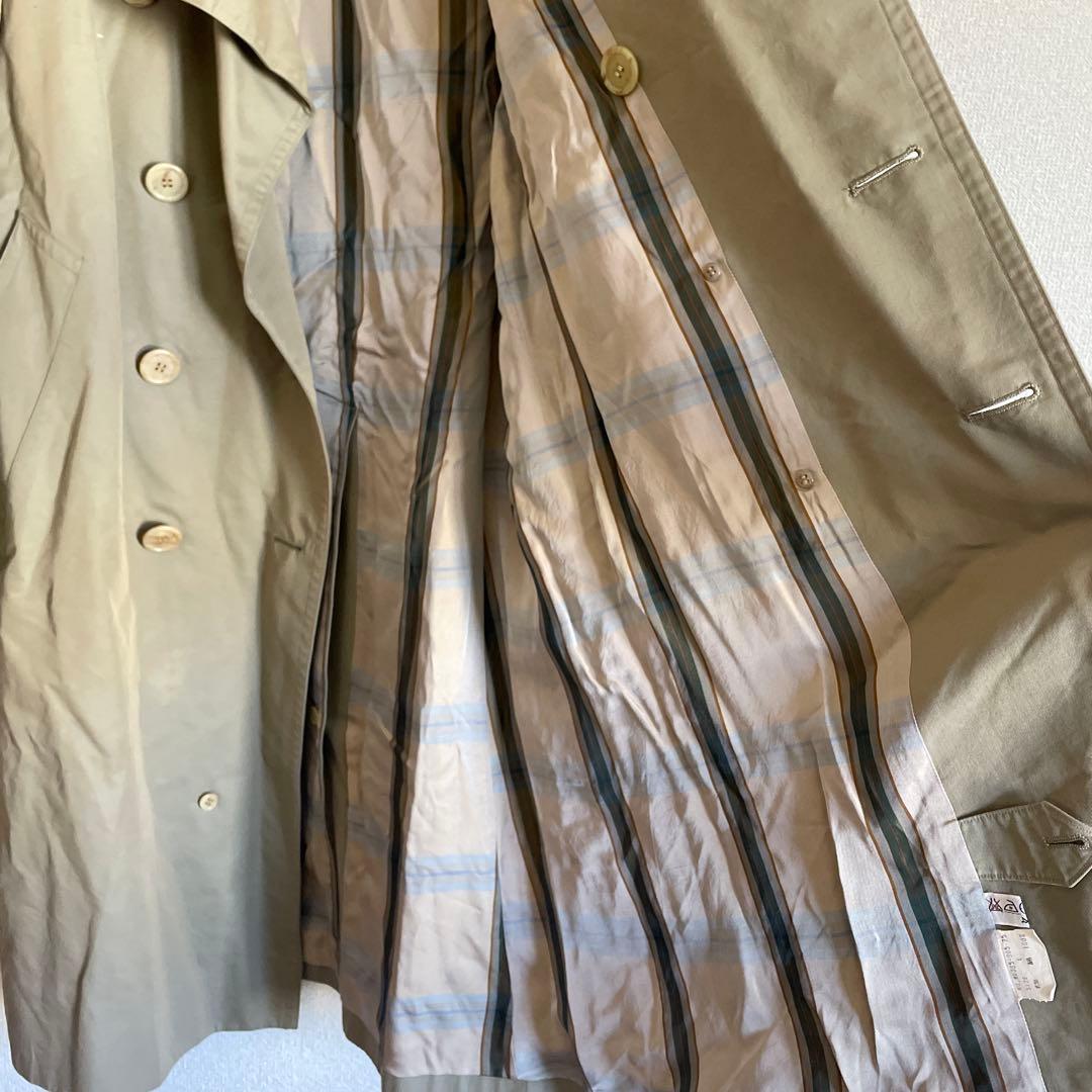 80's90's【バーバリー】ダブルトレンチコート 玉虫色オリーブ ビジネスL