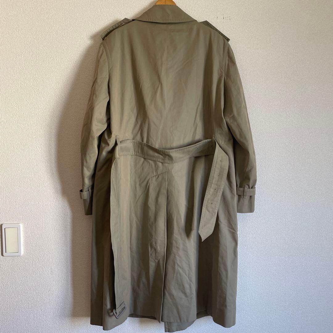 80's90's【バーバリー】ダブルトレンチコート 玉虫色オリーブ ビジネスL