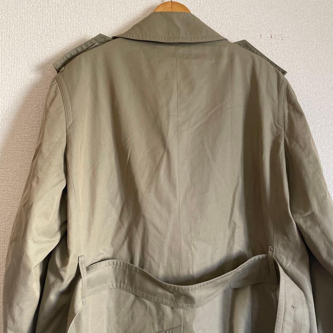 80's90's【バーバリー】ダブルトレンチコート 玉虫色オリーブ ビジネスL