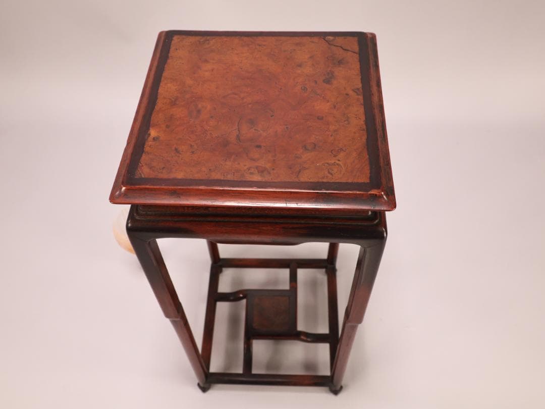 BK432　時代唐木　玉杢　高卓　花台　香炉台　飾台　盆栽台　高さ約40㎝