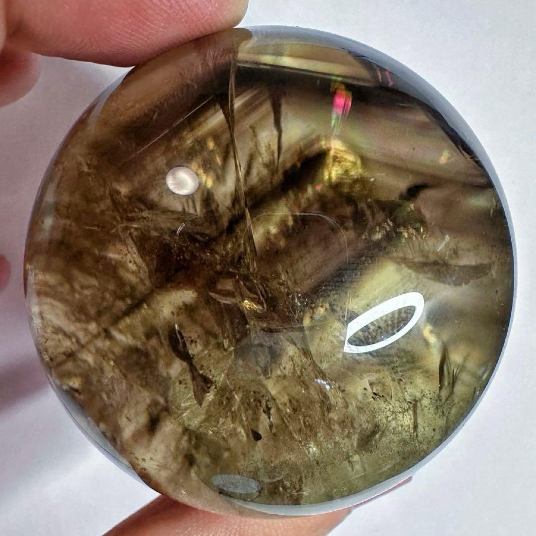 【開運·魔除 】別格高級品❗️ファントムレインボースモーキークォーツ丸玉A1389