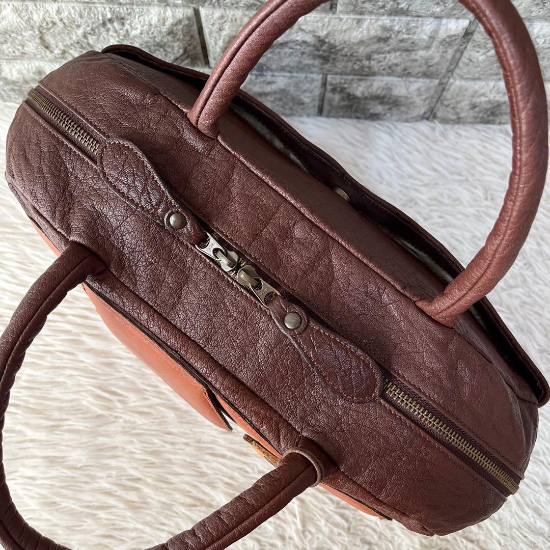 【極美品】イビサ　ぞう親子モチーフ　レザー　ボストンバッグ