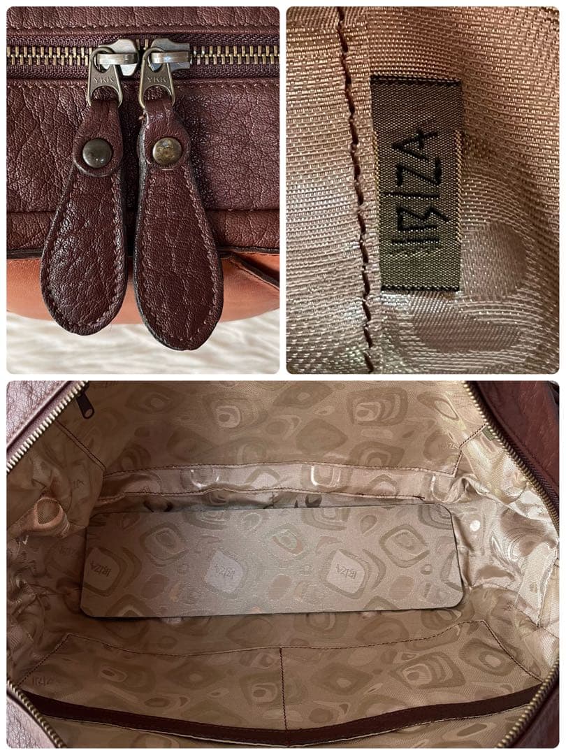 【極美品】イビサ　ぞう親子モチーフ　レザー　ボストンバッグ