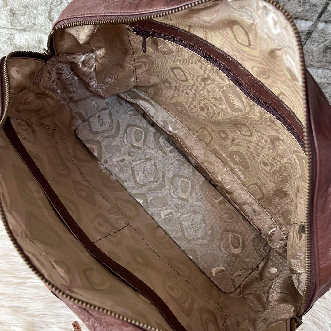 【極美品】イビサ　ぞう親子モチーフ　レザー　ボストンバッグ