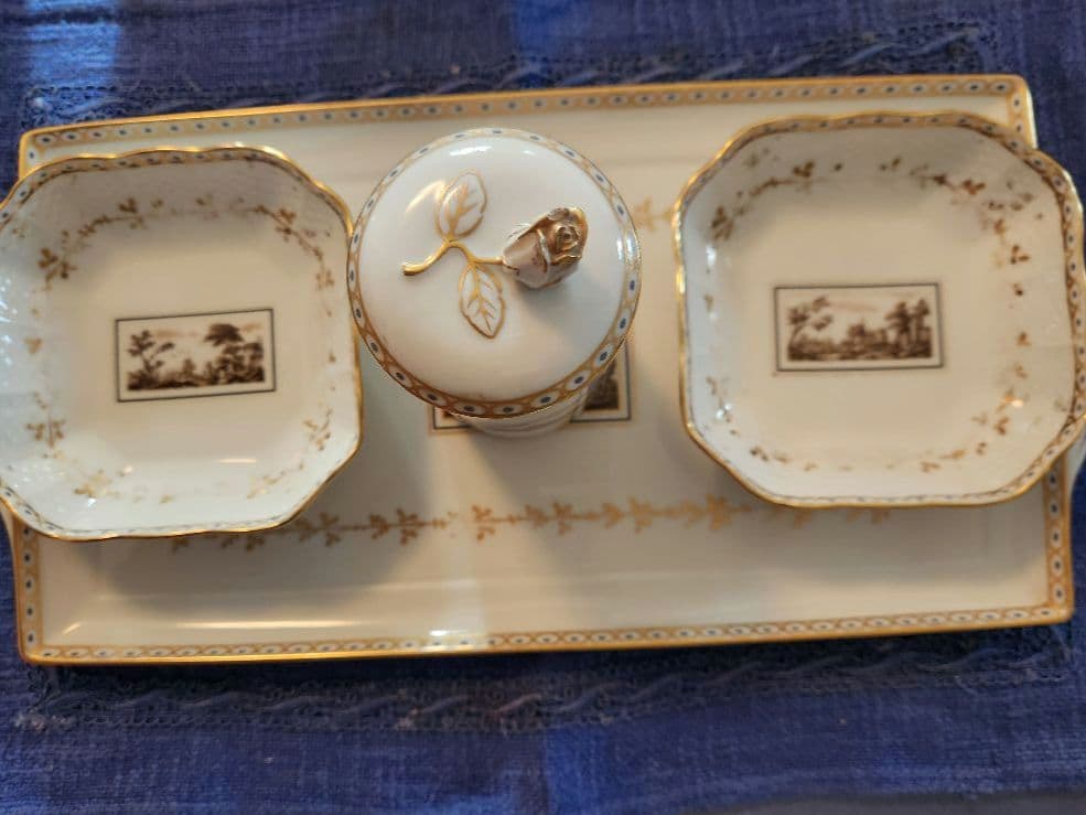 リチャード.ジノリ　イタリア　小物入れセット　磁器　風景画　薔薇