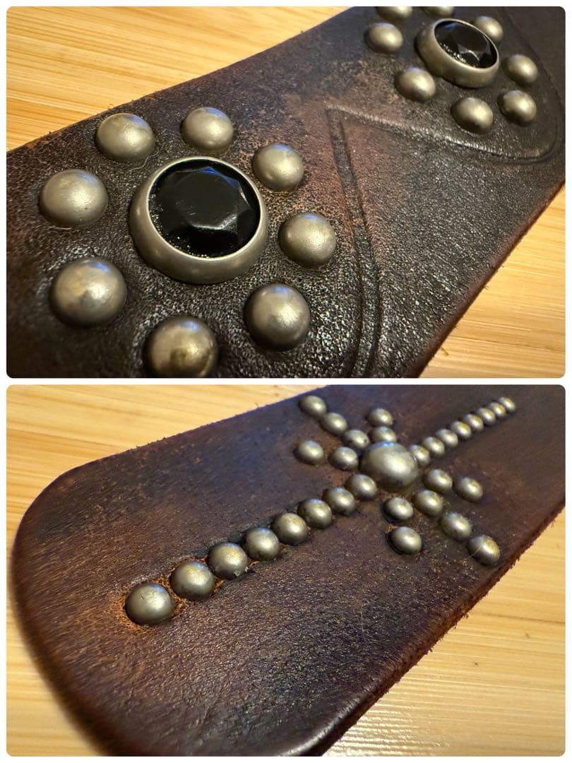 ⭐️TMT⭐️フラワースタッズ⭐️ブラックストーン⭐️ブラックレザー(茶芯)⭐️M