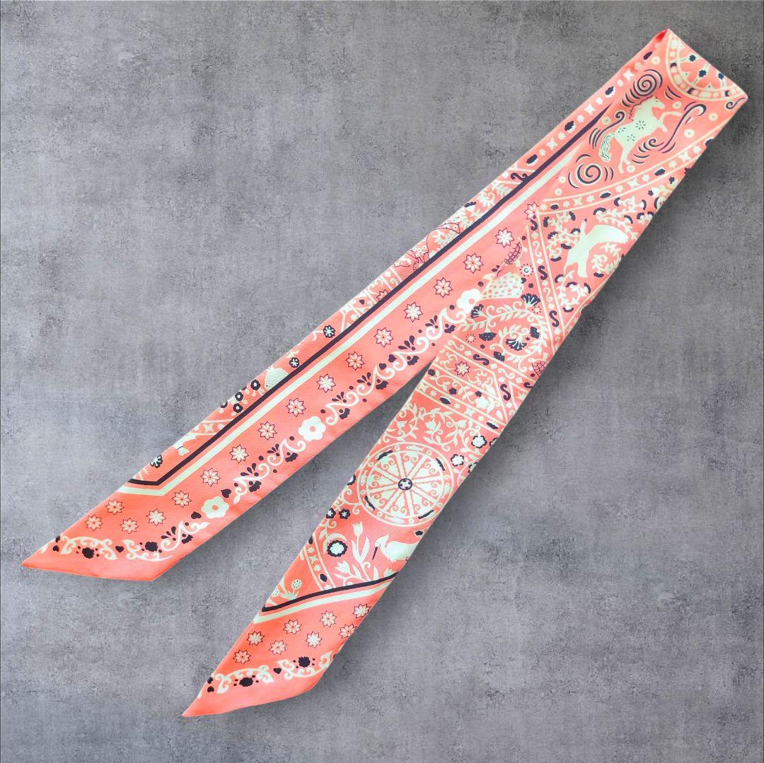 【極美品】HERMESエルメスツイリー PEUPLE DU VENT風の民ピンク