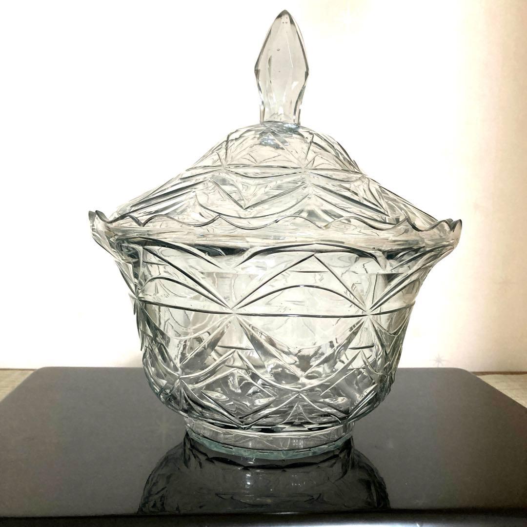 オランダ切子 ボンボン入れ 蓋物 ギヤマン アンティーク 菓子器