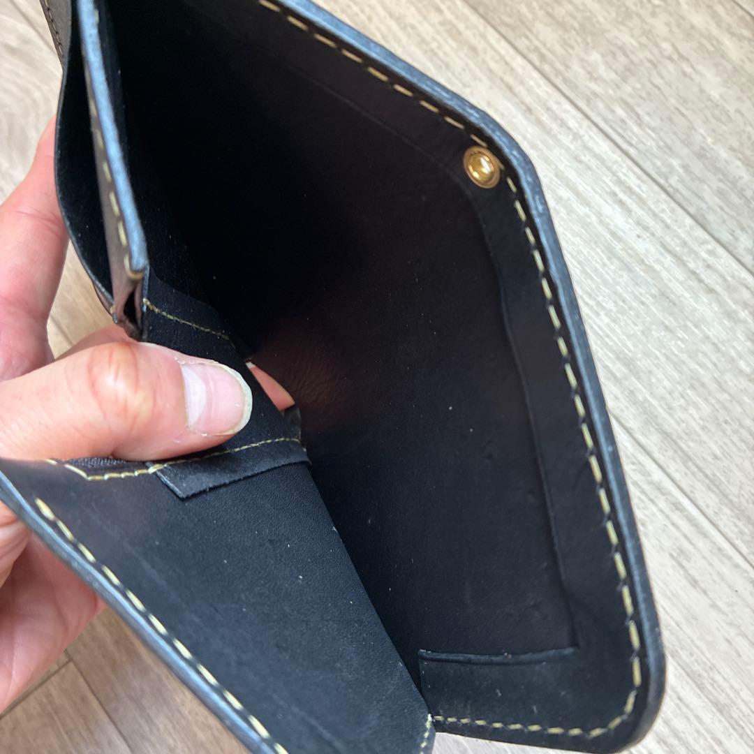 イタリアンレザー　ミドルトラッカーウォレット　真鍮　お札を折らずに収納　タイプB