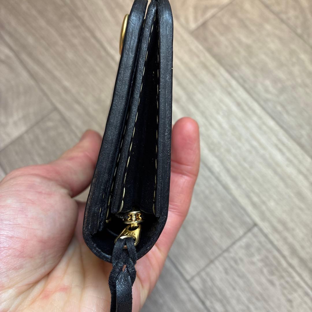 イタリアンレザー　ミドルトラッカーウォレット　真鍮　お札を折らずに収納　タイプB