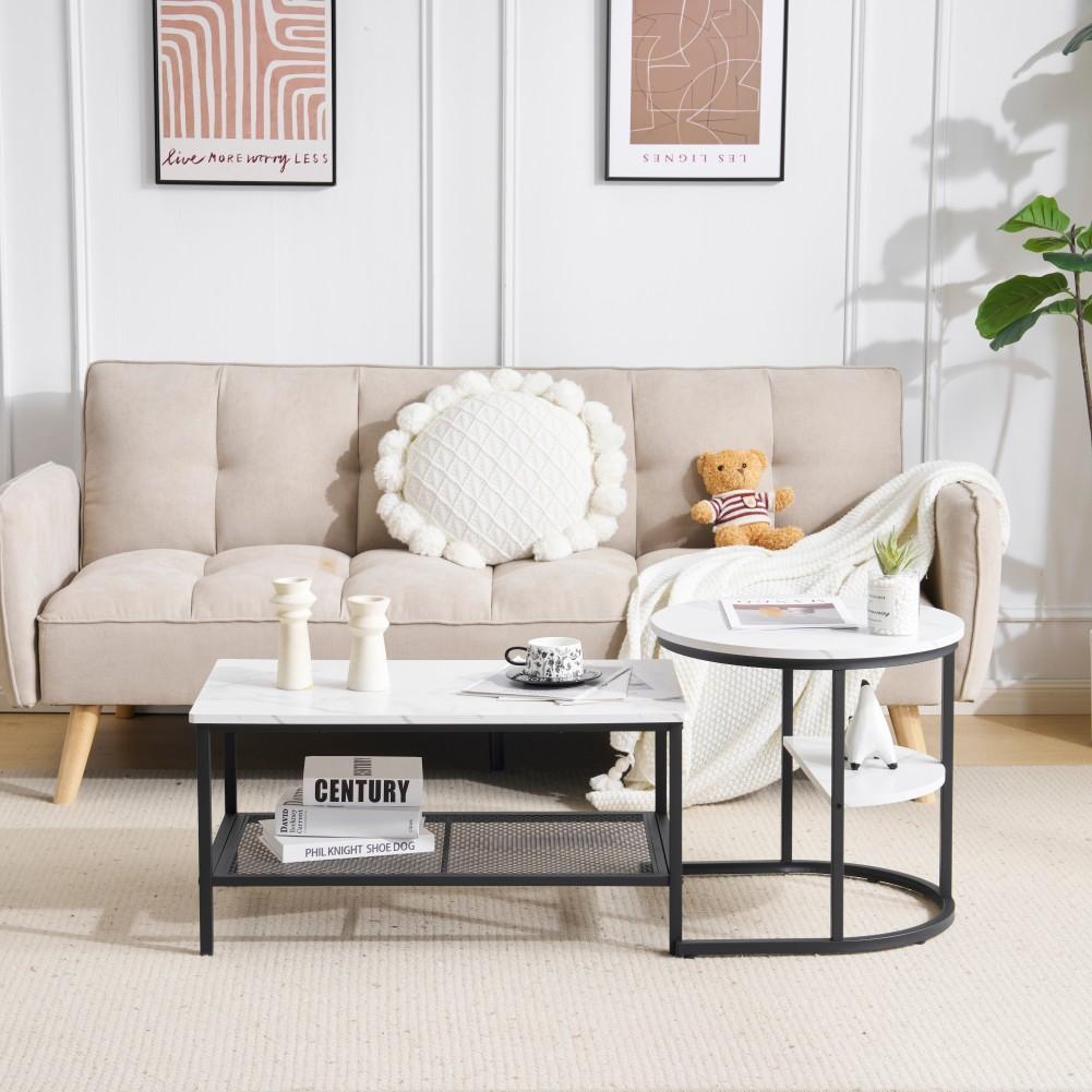 ネストテーブル 2点セット 入れ子式 1台3役 収納付き センターテーブル