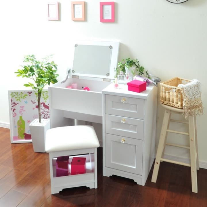 姫系フェミニン　ドレッサー＋スツールセット　ホワイト