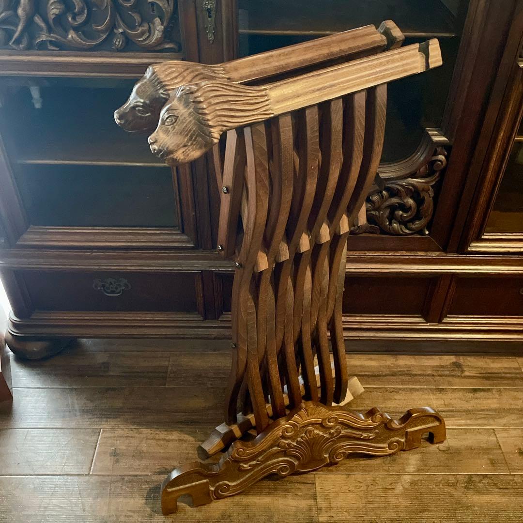 r105r118 イタリア製 サヴォナローラチェア ライオンチェア 折り畳み椅子