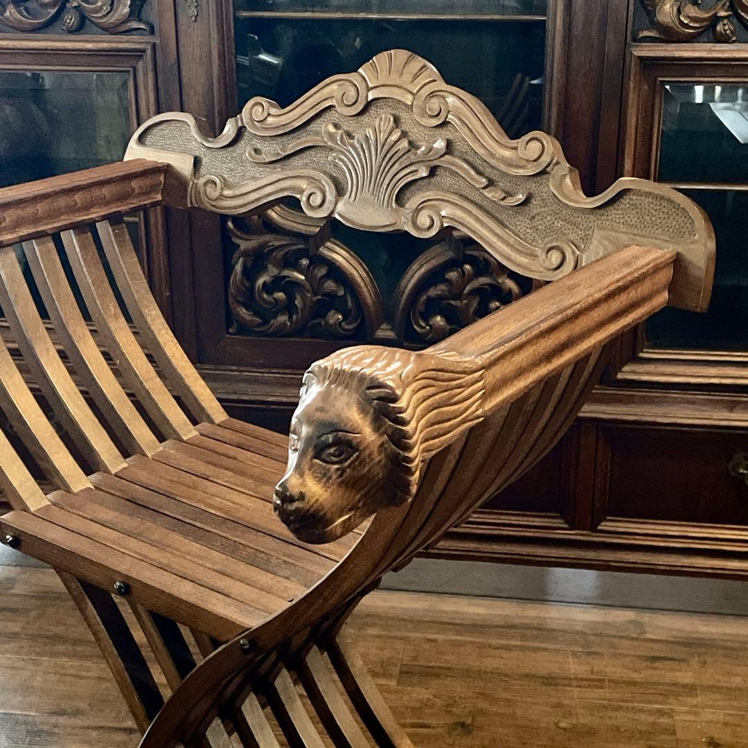 r105r118 イタリア製 サヴォナローラチェア ライオンチェア 折り畳み椅子