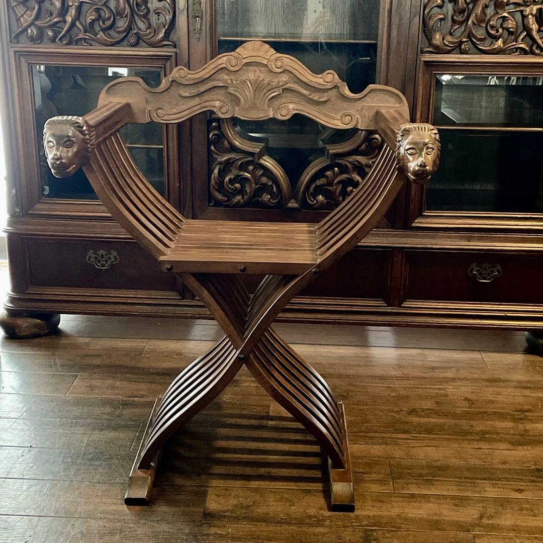 r105r118 イタリア製 サヴォナローラチェア ライオンチェア 折り畳み椅子