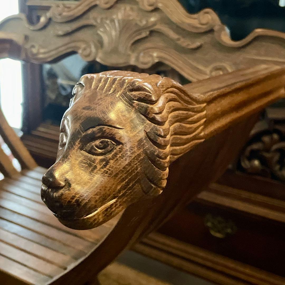 r105r118 イタリア製 サヴォナローラチェア ライオンチェア 折り畳み椅子