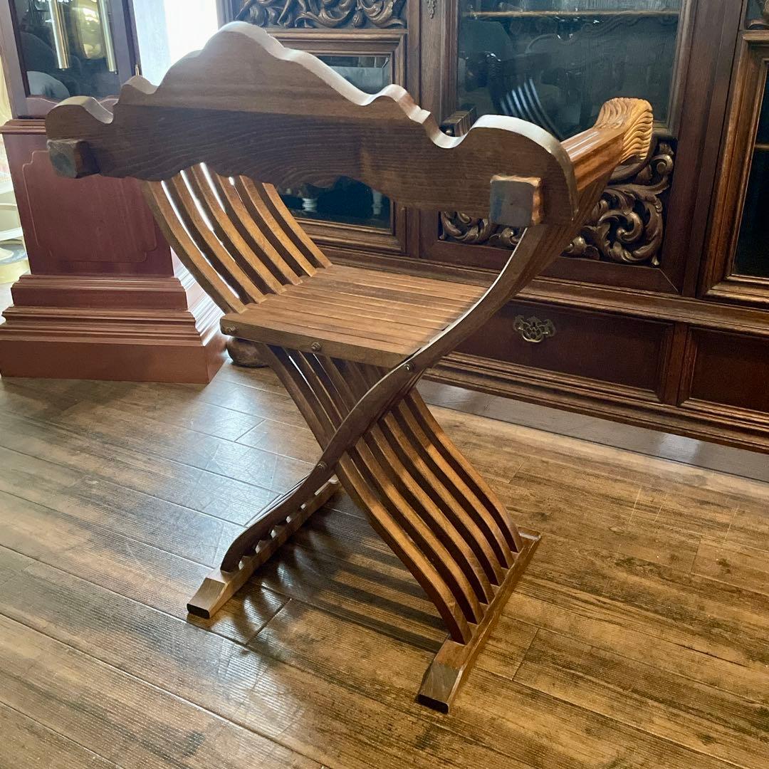 r105r118 イタリア製 サヴォナローラチェア ライオンチェア 折り畳み椅子