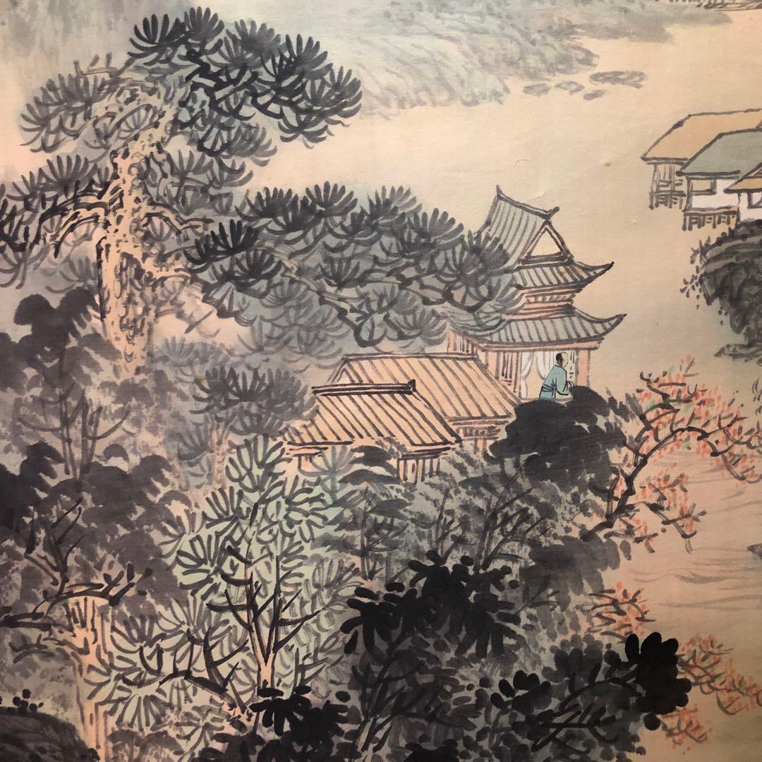 掛け軸　山水画　大型　中国