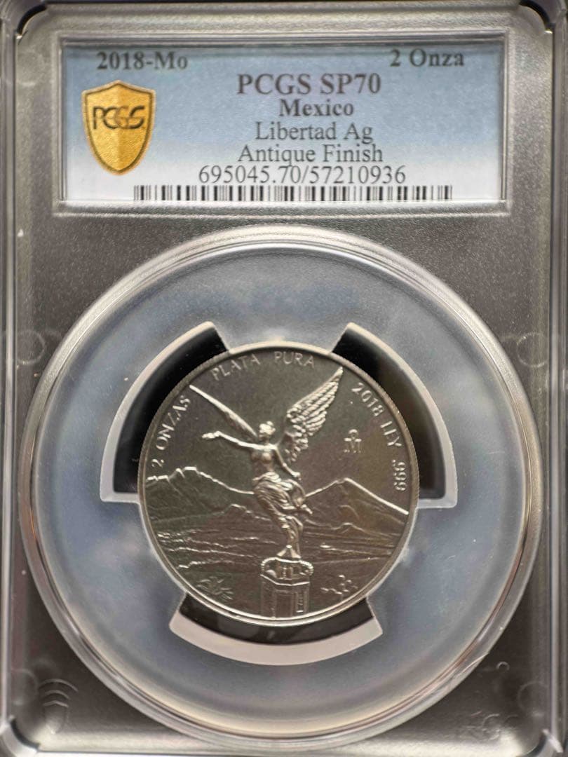 2018年 メキシコ リベルタード銀貨 2オンス アンティークSP70 PCGS