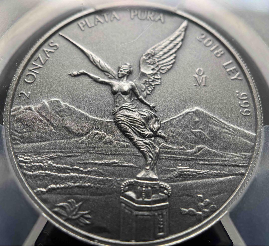 2018年 メキシコ リベルタード銀貨 2オンス アンティークSP70 PCGS