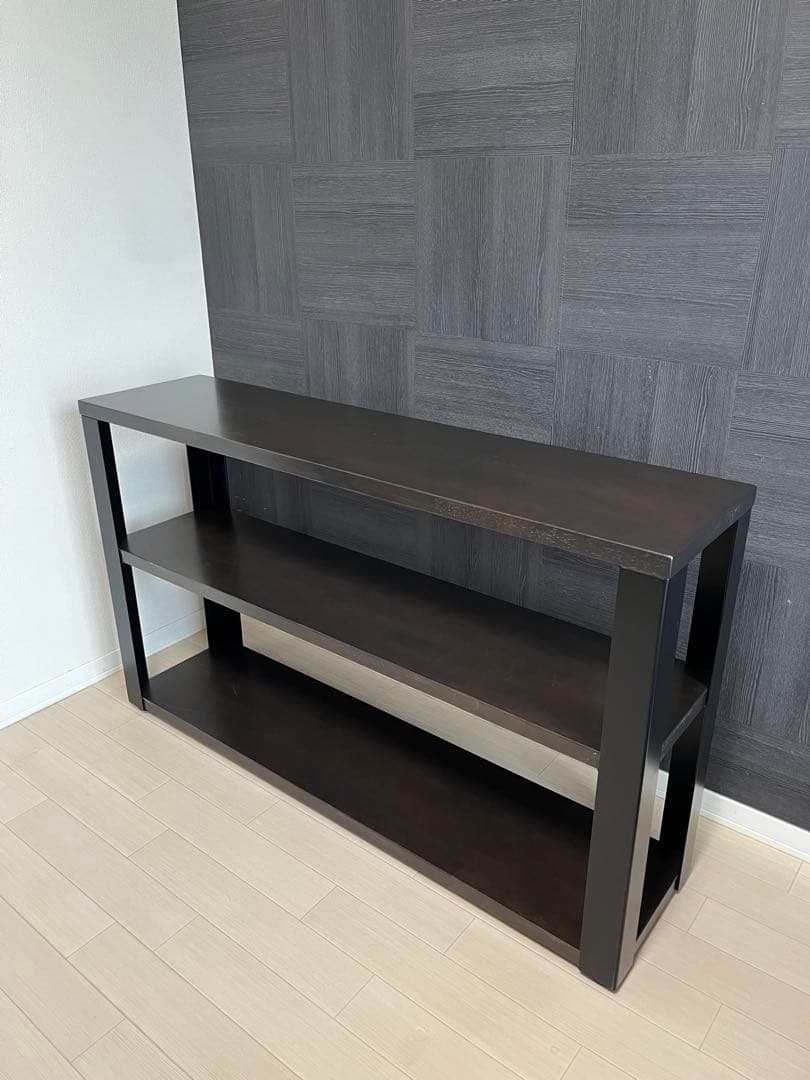 ラバーウッド ブラックブラウン 木製シェルフ 3段