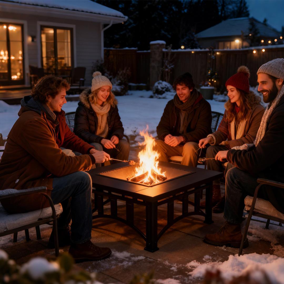 ファイヤーピット 焚火台BBQコンロ 焚き火台 屋外 アウトドア【ブラック】