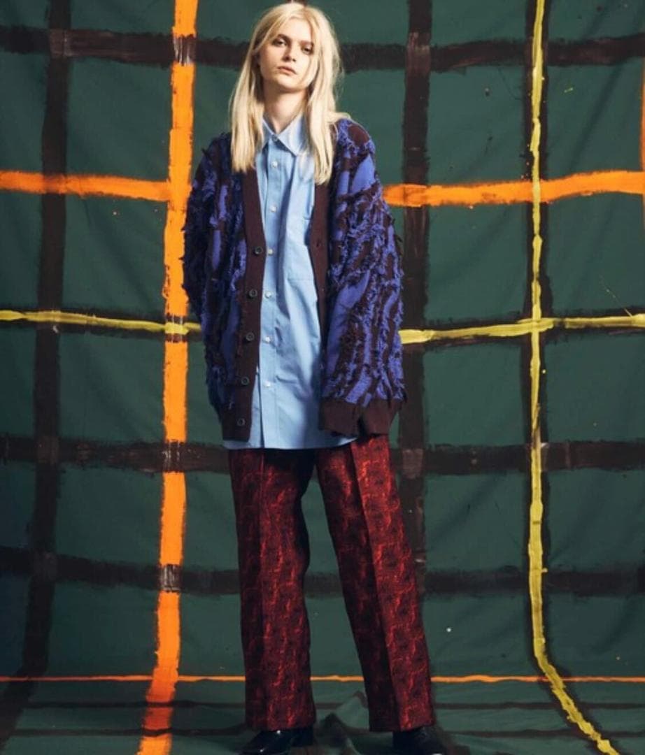 ネオグランジプライムオーバーフリンジジャガードVネックニットカーディガン