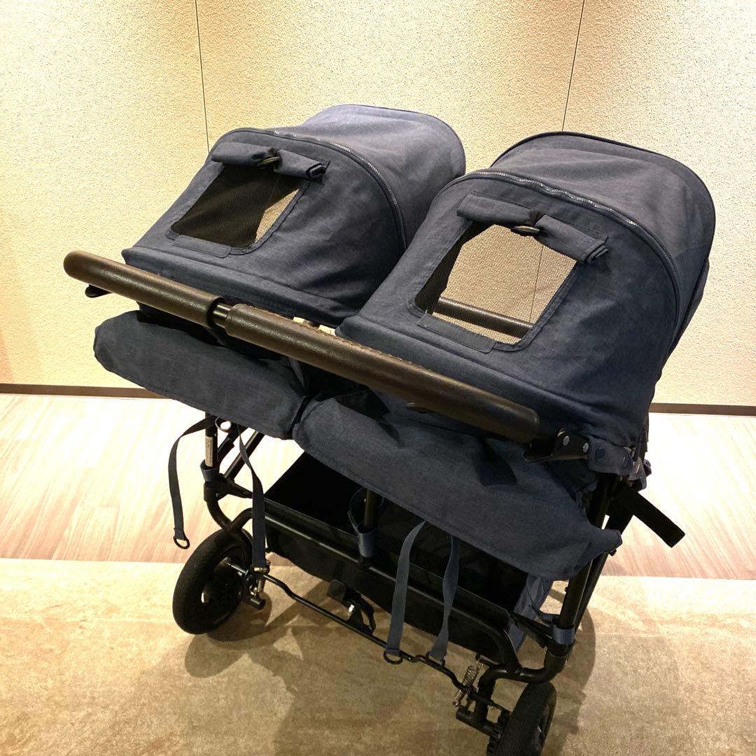 【処分特価】AirBuggy ココダブル アースブルー 0か月~ 双子ベビーカー