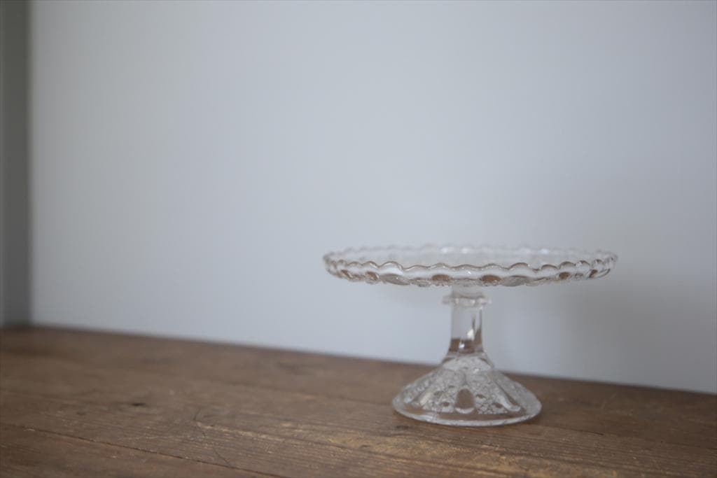 英国アンティークガラス製コンポート/ケーキスタンド/食器飾り棚(84-194-3