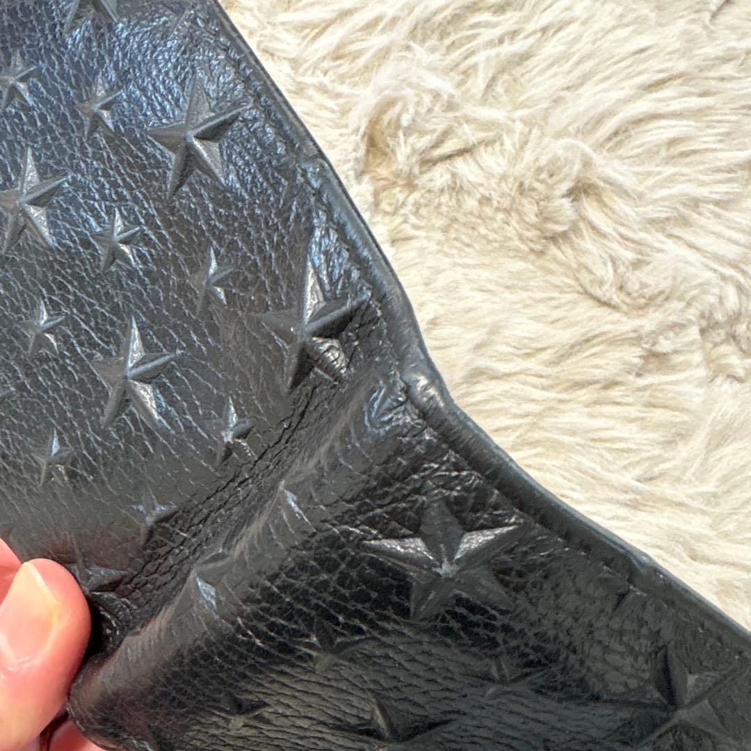 JIMMY CHOO ジミーチュウ ブラックレザー 星型エンボス 二つ折り財布