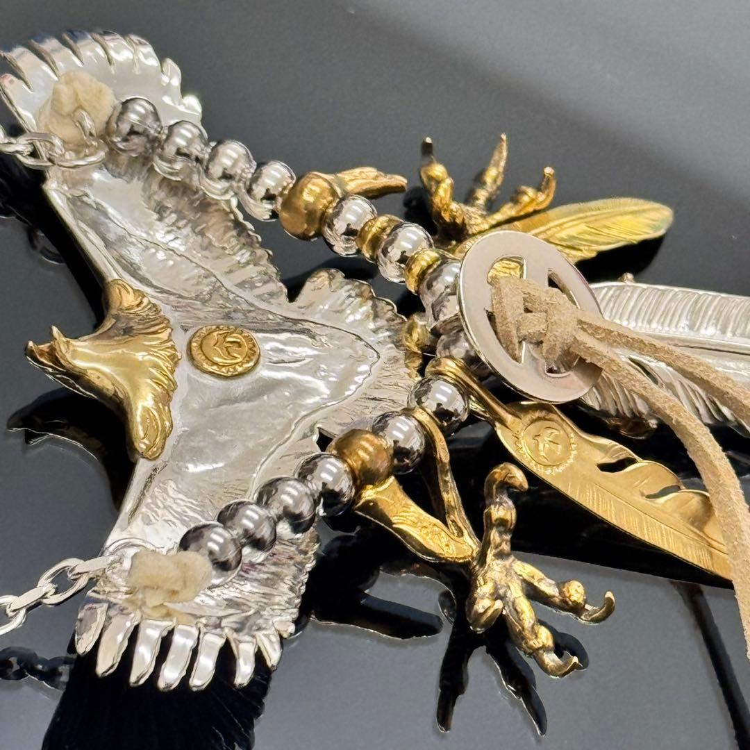 925特大イーグル 金爪先金フェザーセット！フェザーネックレス　登坂広臣キムタク