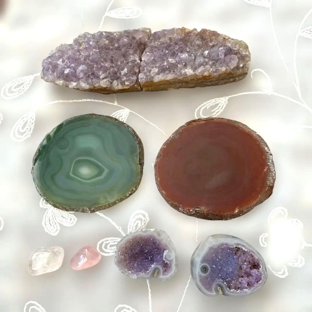 ❤️大変希少な象形2色のトレジャー瑪瑙とスライス瑪瑙、紫水晶他❤️