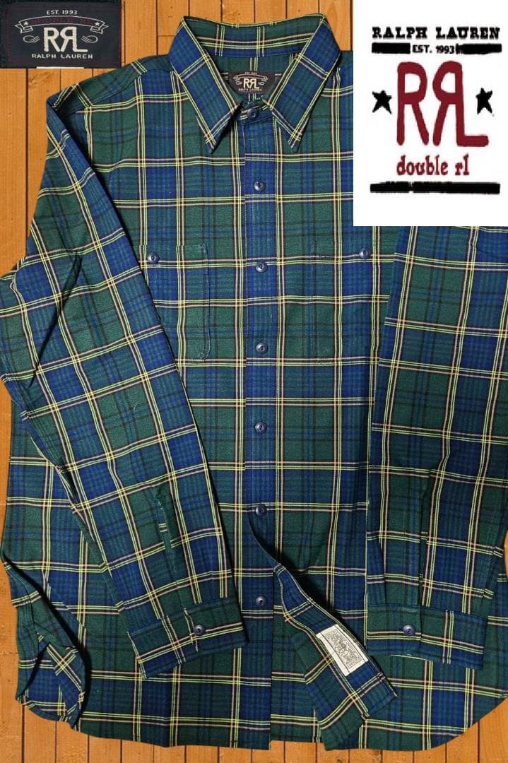 menzo92送DOUBLE RLアーカン チェック長袖ネルシャツ（XL)