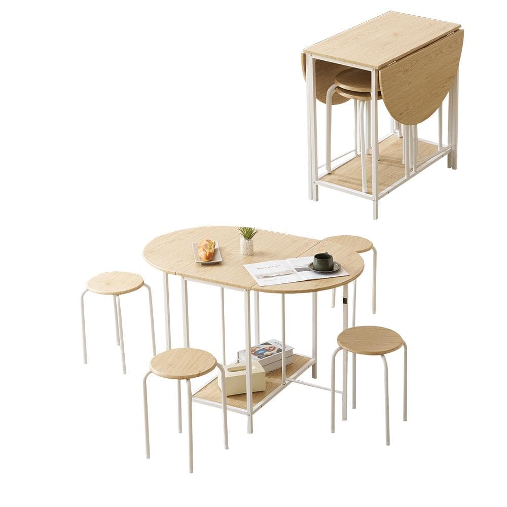 折りたたみダイニング5点セット｜おしゃれ 木目調北欧風 食卓セットNATURAL