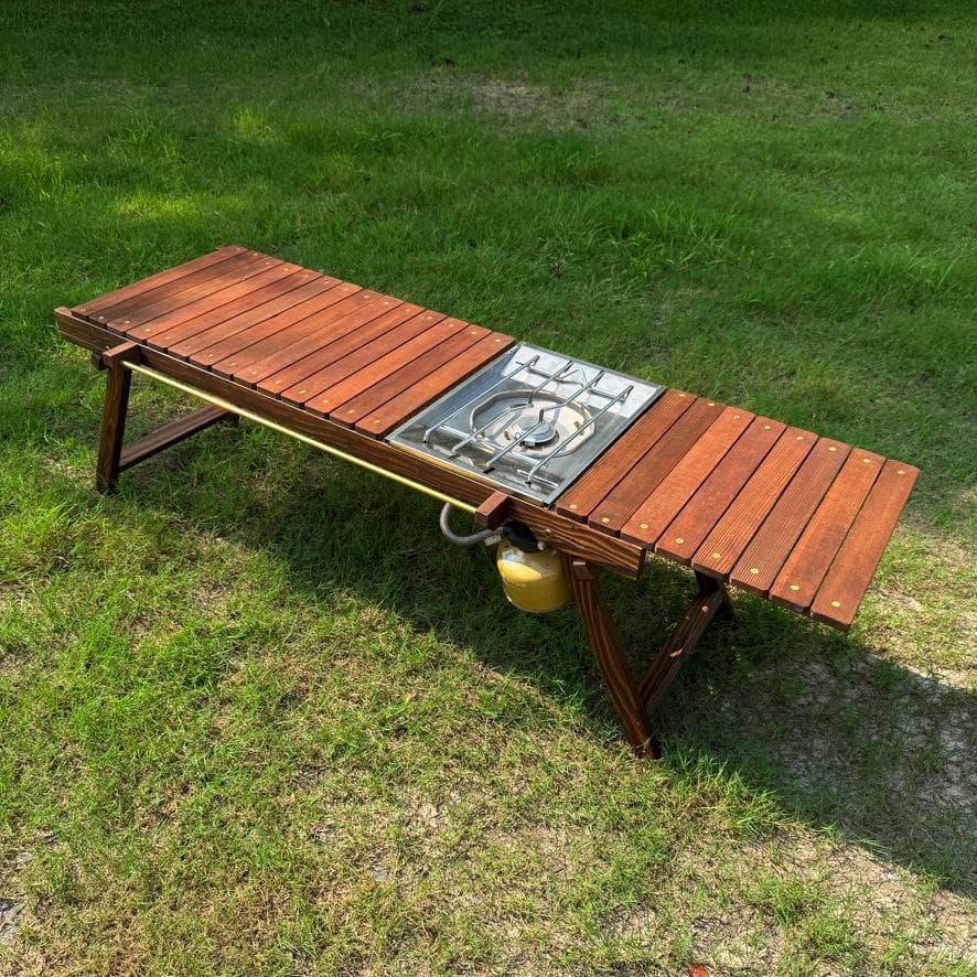 折りたたみローテーブル 真鍮シェラカップ掛け＆真鍮ビス igtテーブル