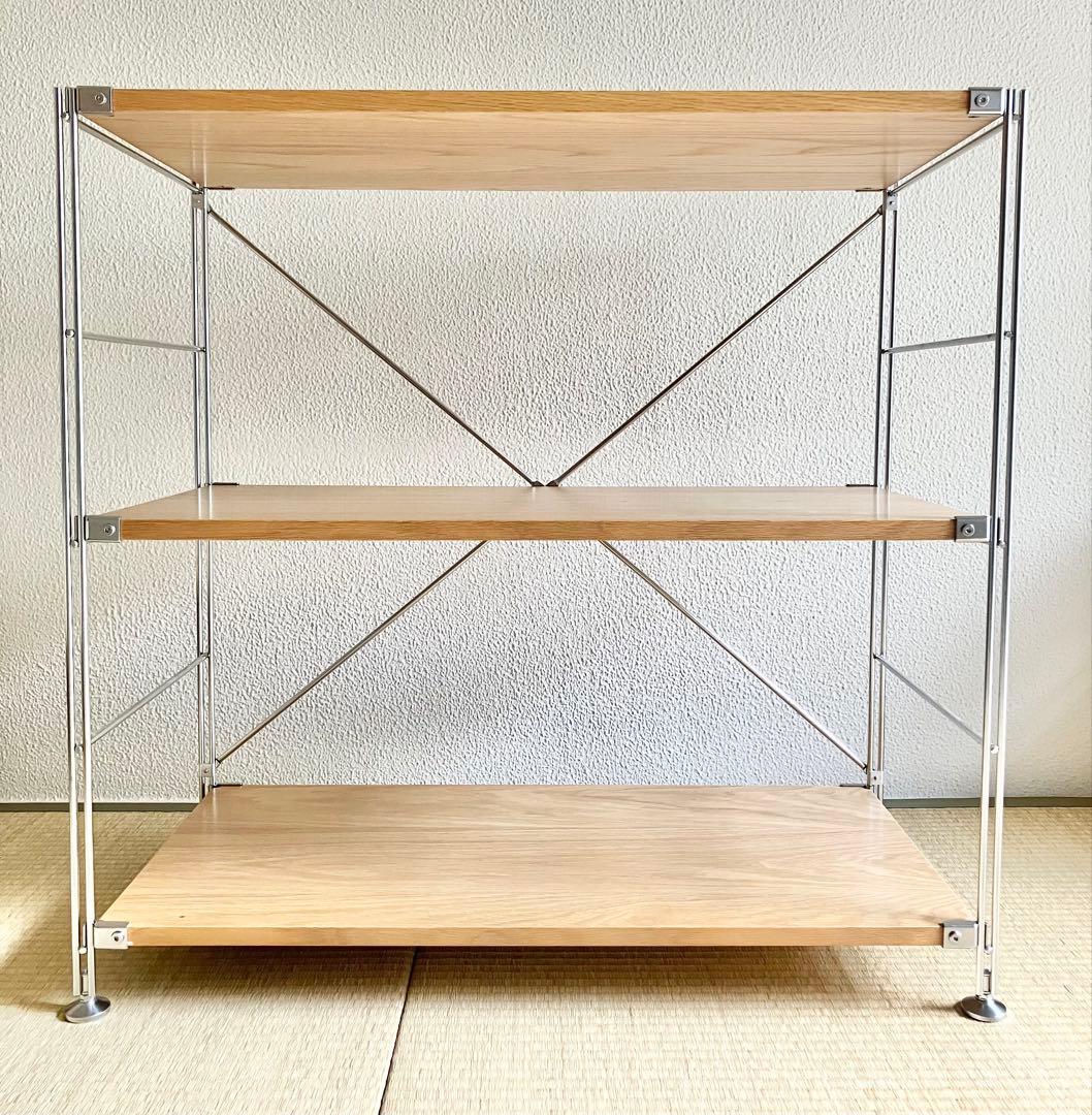 ⭐️美品・送料込⭐️無印良品 ステンレスユニットシェルフ　オーク材棚セット　ワイド小
